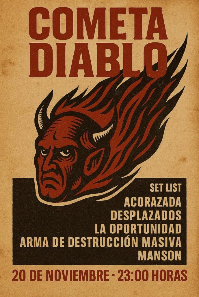 Cartel del concierto de Cometa Diablo del 20 de noviembre